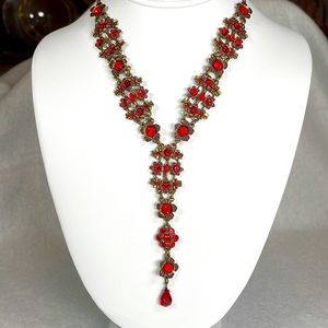 Michal Negrin Ruby Red Necklace Austrian Crystals